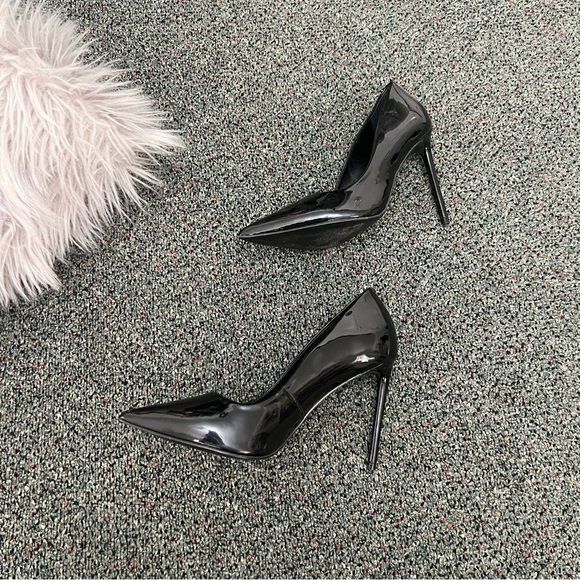 STEVE MADDEN Evelyn Black Patent Leather Pumps Heels Sleek Sexy Chic Shoes Sz 8 - Picture 12 of 16